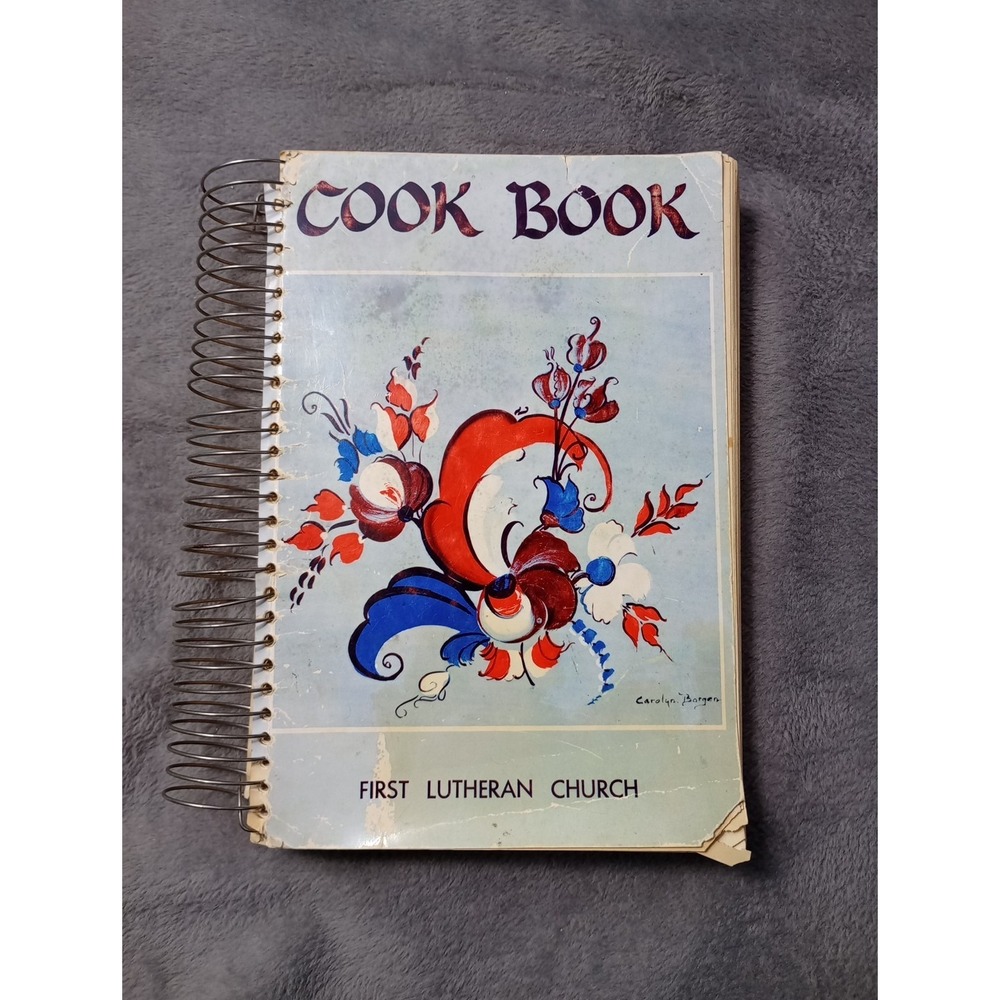 Vintage Cookbook Spiral First Lutheran Church Fargo ND Recipes Scandinavian spec